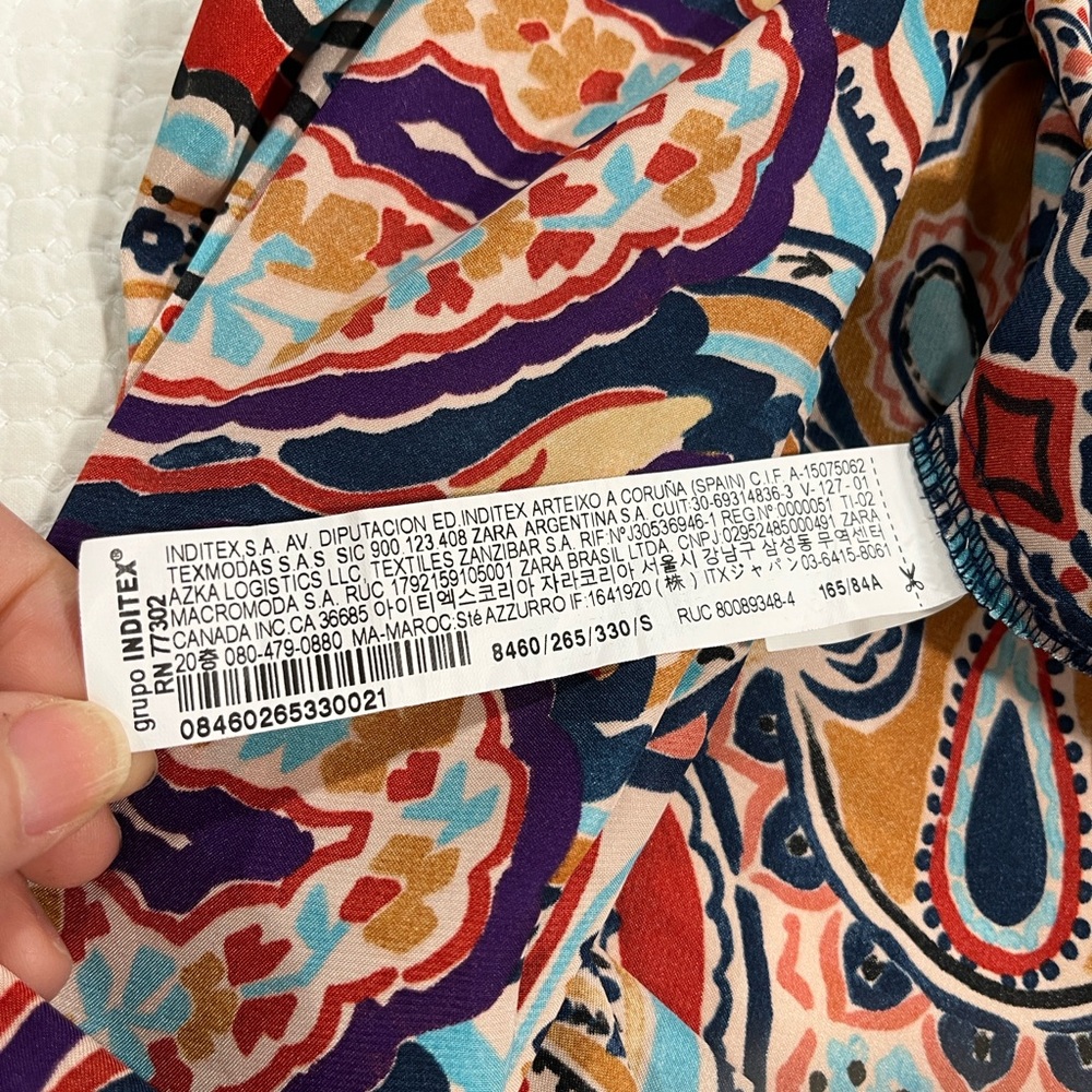Zara Paisley Boho long Dress Size S Button Front boxy resortwear festival scarf - Picture 9 of 12